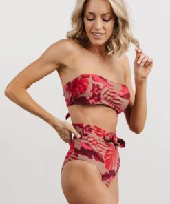 EN Milos Bikini Top | Red Monstera Print