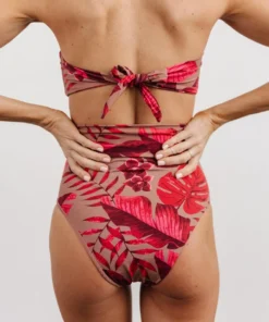 EN Milos Bikini Top | Red Monstera Print