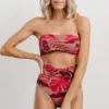 EN Milos Bikini Top | Red Monstera Print
