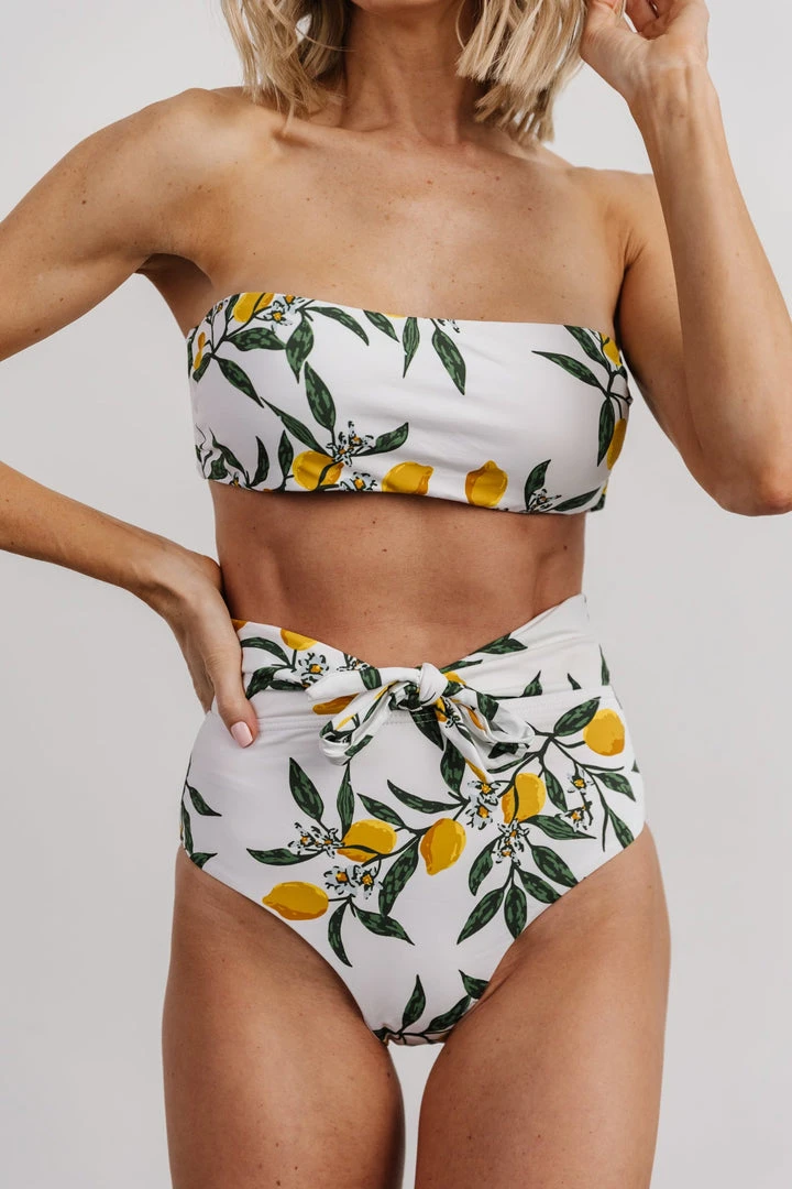 EN Milos High Waist Tie Bikini Bottom | Lemon Print Swim 1 EN Milos High Waist Tie Bikini Bottom | Lemon Print Swim