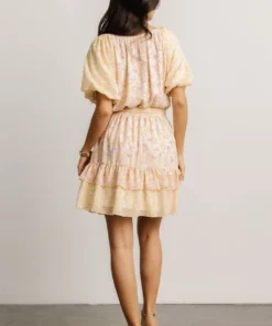 FT Mirabella Short Dress | Light Yellow Floral