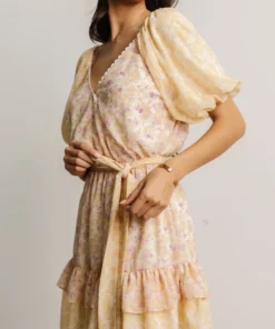 FT Mirabella Short Dress | Light Yellow Floral