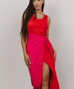 DD Monaco Midi Color Block Dress | Fuchsia