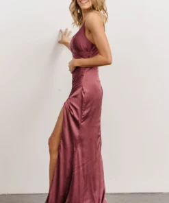RR Monet Satin Gown | Deep Mauve Dresses