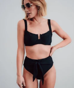 BJB Montego High Waist Tie Bikini Bottom | Black 13 BJB Montego High Waist Tie Bikini Bottom | Black
