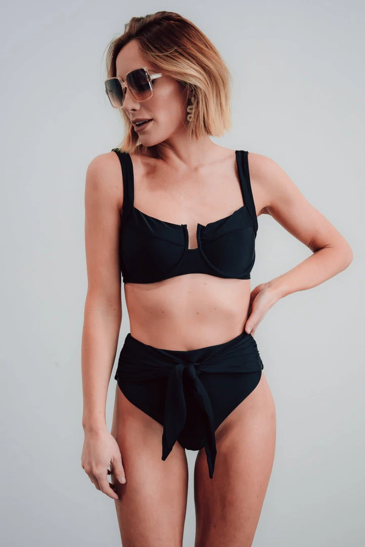 BJB Montego High Waist Tie Bikini Bottom | Black 6 BJB Montego High Waist Tie Bikini Bottom | Black