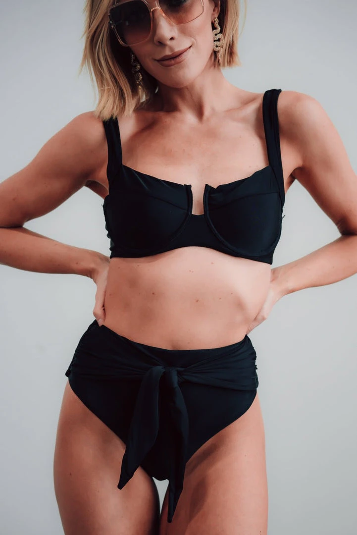 BJB Montego High Waist Tie Bikini Bottom | Black 8 BJB Montego High Waist Tie Bikini Bottom | Black
