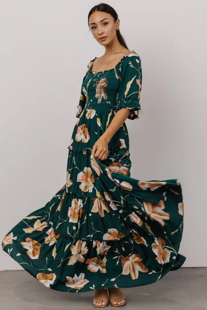 BB Custom Natasha Ruffle Maxi Dress | Deep Green Floral Dresses 2 BB Custom Natasha Ruffle Maxi Dress | Deep Green Floral Dresses