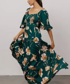 BB Custom Natasha Ruffle Maxi Dress | Deep Green Floral Dresses 10 BB Custom Natasha Ruffle Maxi Dress | Deep Green Floral Dresses