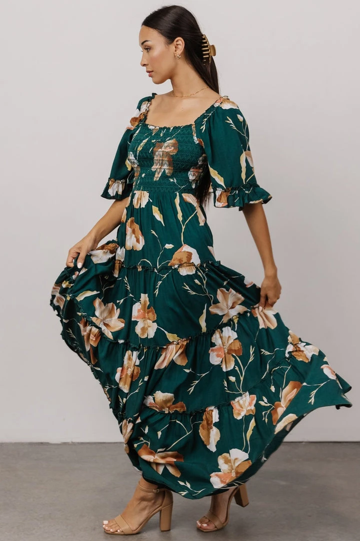 BB Custom Natasha Ruffle Maxi Dress | Deep Green Floral Dresses 5 BB Custom Natasha Ruffle Maxi Dress | Deep Green Floral Dresses