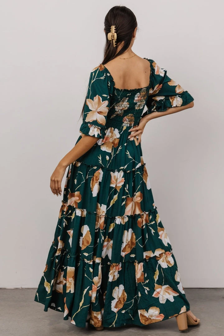 BB Custom Natasha Ruffle Maxi Dress | Deep Green Floral Dresses 6 BB Custom Natasha Ruffle Maxi Dress | Deep Green Floral Dresses