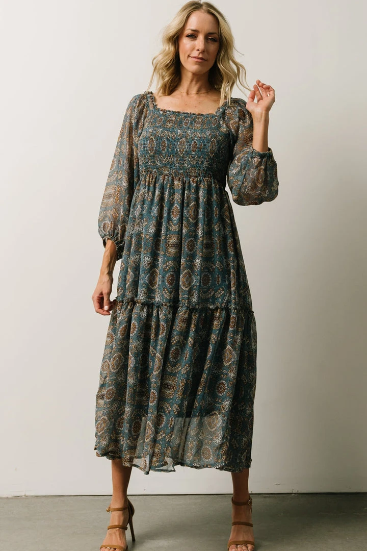 IL Dresses Nellie Smocked Midi Dress | Blue Print 6 IL Dresses Nellie Smocked Midi Dress | Blue Print