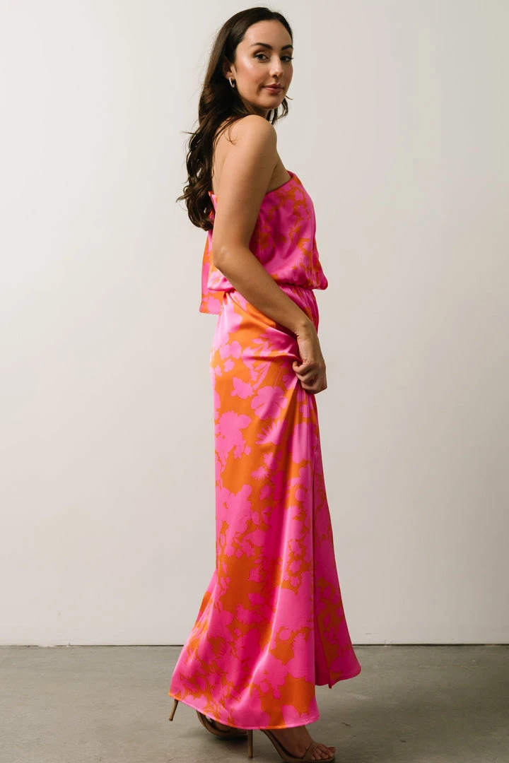 SL Nevaeh One Shoulder Maxi Dress | Hot Pink Floral 4 SL Nevaeh One Shoulder Maxi Dress | Hot Pink Floral