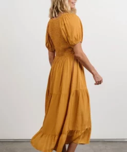 POL Newcastle Embroidered Midi Dress | Mustard 12 POL Newcastle Embroidered Midi Dress | Mustard