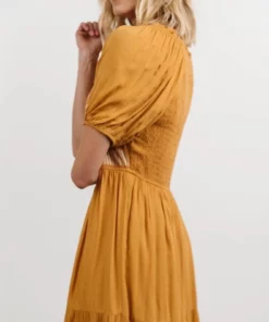 POL Newcastle Embroidered Midi Dress | Mustard 11 POL Newcastle Embroidered Midi Dress | Mustard