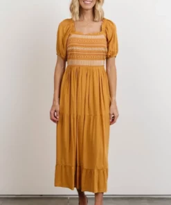 POL Newcastle Embroidered Midi Dress | Mustard 15 POL Newcastle Embroidered Midi Dress | Mustard