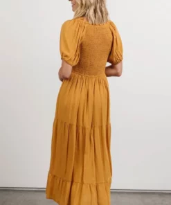 POL Newcastle Embroidered Midi Dress | Mustard 13 POL Newcastle Embroidered Midi Dress | Mustard
