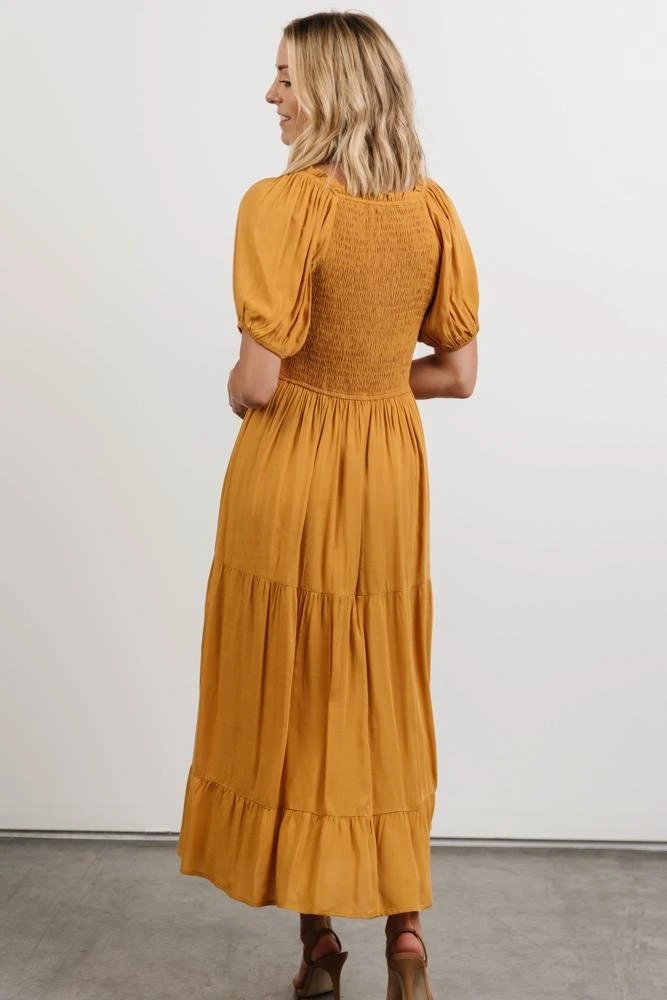 POL Newcastle Embroidered Midi Dress | Mustard 6 POL Newcastle Embroidered Midi Dress | Mustard