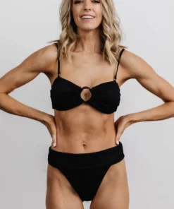 BJB Oakland Ribbed Bikini Bottoms | Black Boho
