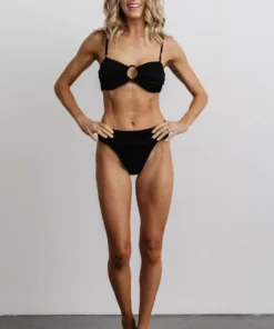 BJB Oakland Ribbed Bikini Bottoms | Black Boho