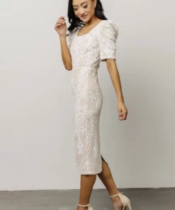 RR Dresses Odessa Sequin Midi Dress | White