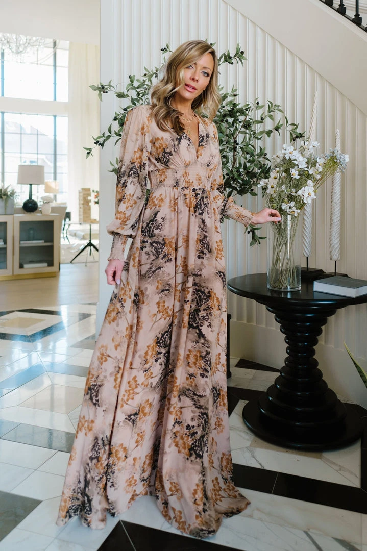 BB Custom Dresses Olivia Maxi Dress | Camel Print 1 BB Custom Dresses Olivia Maxi Dress | Camel Print