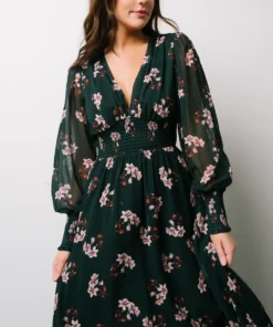 BB Custom Olivia Maxi Dress | Dark Green Floral