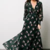 BB Custom Olivia Maxi Dress | Dark Green Floral