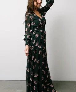 BB Custom Olivia Maxi Dress | Dark Green Floral