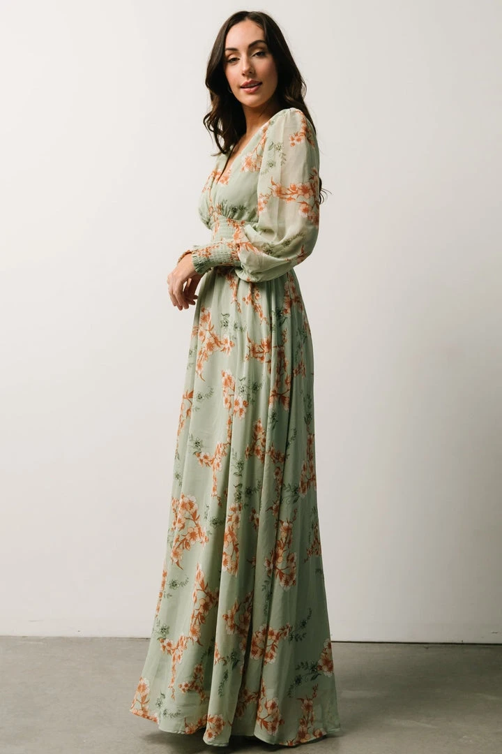 BB Custom Maxi Dresses Olivia Maxi Dress | Sage + Peach Floral 7 BB Custom Maxi Dresses Olivia Maxi Dress | Sage + Peach Floral