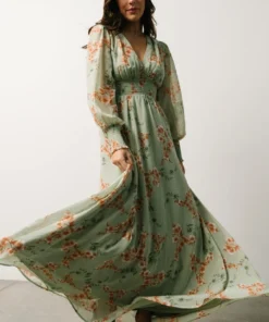 BB Custom Maxi Dresses Olivia Maxi Dress | Sage + Peach Floral 12 BB Custom Maxi Dresses Olivia Maxi Dress | Sage + Peach Floral
