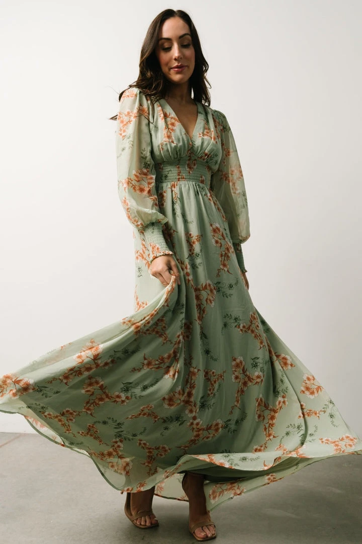 BB Custom Maxi Dresses Olivia Maxi Dress | Sage + Peach Floral 6 BB Custom Maxi Dresses Olivia Maxi Dress | Sage + Peach Floral