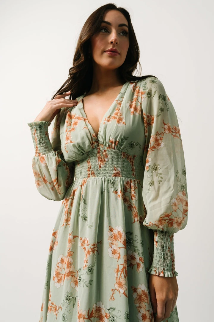 BB Custom Maxi Dresses Olivia Maxi Dress | Sage + Peach Floral 5 BB Custom Maxi Dresses Olivia Maxi Dress | Sage + Peach Floral