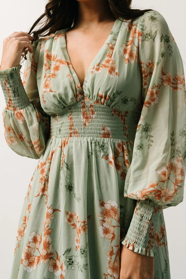 BB Custom Maxi Dresses Olivia Maxi Dress | Sage + Peach Floral 2 BB Custom Maxi Dresses Olivia Maxi Dress | Sage + Peach Floral