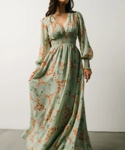 BB Custom Maxi Dresses Olivia Maxi Dress | Sage + Peach Floral