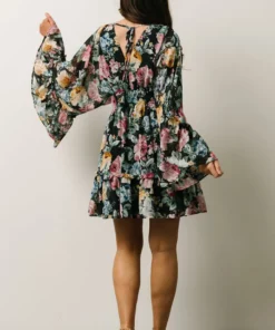 DF Pansy Mini Dress | Black Multi Floral Dresses 12 DF Pansy Mini Dress | Black Multi Floral Dresses