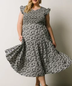 HAY Petal Smocked Midi Dress | Navy Floral Dresses