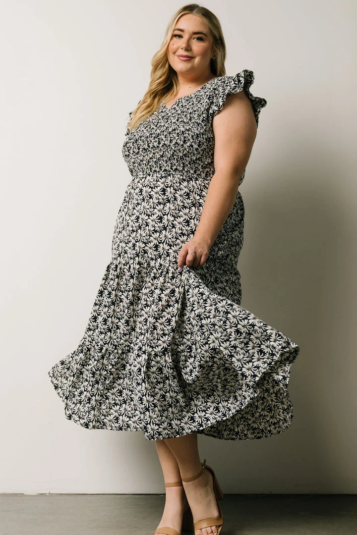 HAY Petal Smocked Midi Dress | Navy Floral Dresses 4 HAY Petal Smocked Midi Dress | Navy Floral Dresses