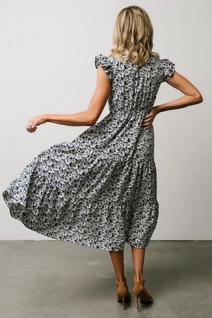 HAY Petal Smocked Midi Dress | Navy Floral Dresses 5 HAY Petal Smocked Midi Dress | Navy Floral Dresses