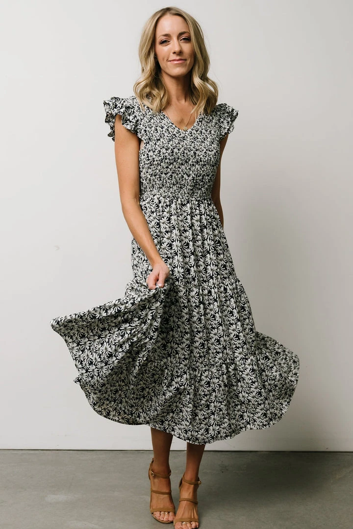 HAY Petal Smocked Midi Dress | Navy Floral Dresses 10 HAY Petal Smocked Midi Dress | Navy Floral Dresses