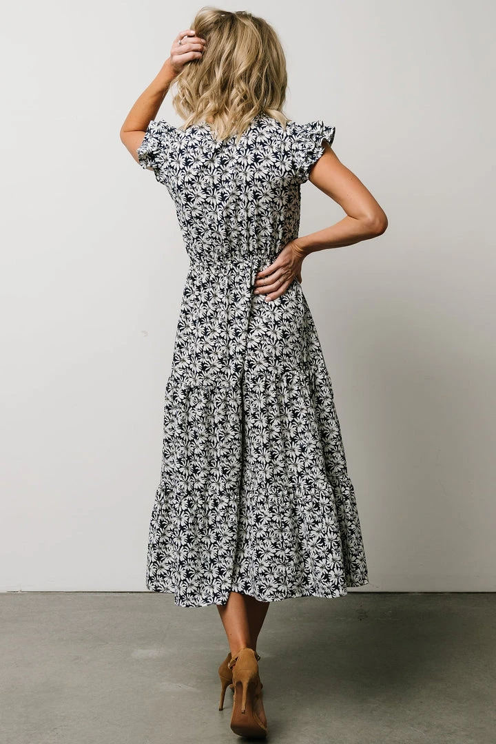 HAY Petal Smocked Midi Dress | Navy Floral Dresses 3 HAY Petal Smocked Midi Dress | Navy Floral Dresses