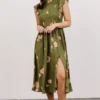 SL Pia Smocked Midi Dress | Olive Floral Shop All