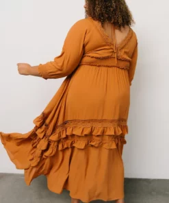BB Custom Pippa Ruffle Maxi Dress | Camel Dresses