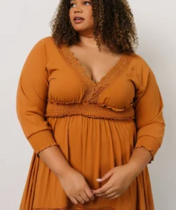 BB Custom Pippa Ruffle Maxi Dress | Camel Dresses