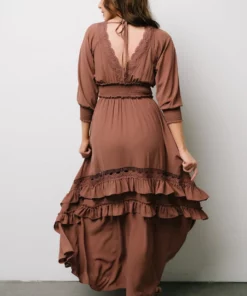 BB Custom Pippa Ruffle Maxi Dress | Deep Mauve Dresses