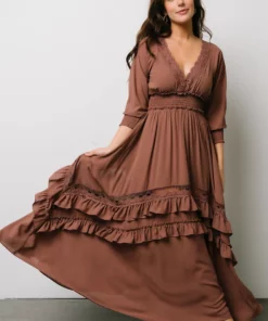 BB Custom Pippa Ruffle Maxi Dress | Deep Mauve Dresses