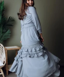 BB Custom Dresses Pippa Ruffle Maxi Dress | Dusty Blue