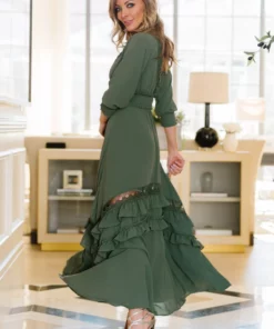 BB Custom Pippa Ruffle Maxi Dress | Dusty Green 16 BB Custom Pippa Ruffle Maxi Dress | Dusty Green