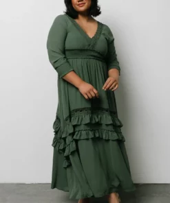 BB Custom Pippa Ruffle Maxi Dress | Dusty Green