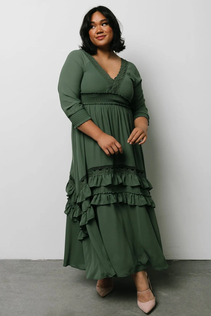 BB Custom Pippa Ruffle Maxi Dress | Dusty Green 1 BB Custom Pippa Ruffle Maxi Dress | Dusty Green